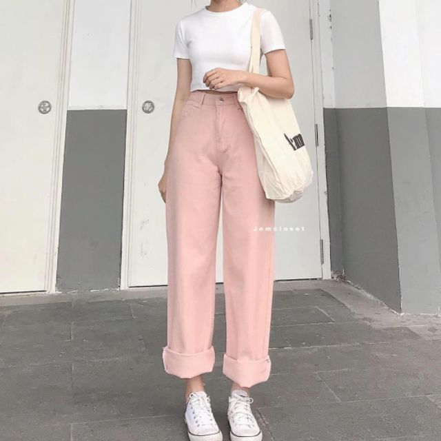 (Video cận chất) Quần jean ống rộng, ba màu đen trắng xanh cho mọi kiểu phối đồ | BigBuy360 - bigbuy360.vn