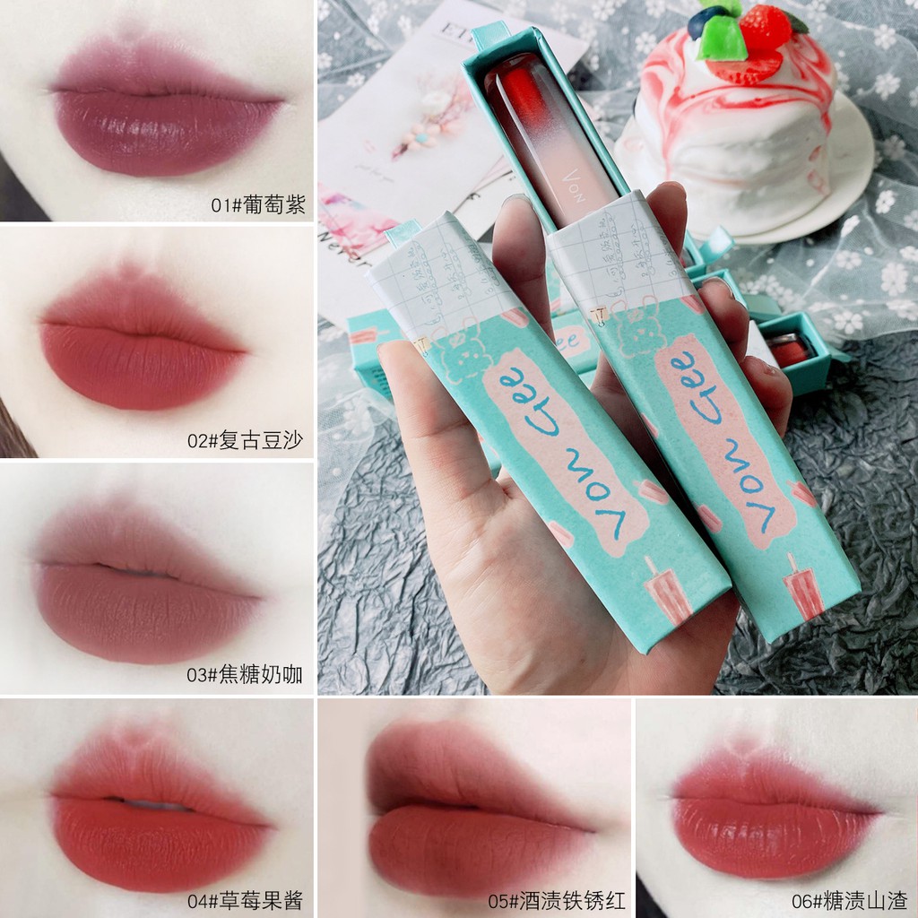 (Hàng Mới Về)Son kem lì kem VONGEE kháng nước lâu trôi và dưỡng ẩm môi với 6 kiểu màu tùy chọn | BigBuy360 - bigbuy360.vn