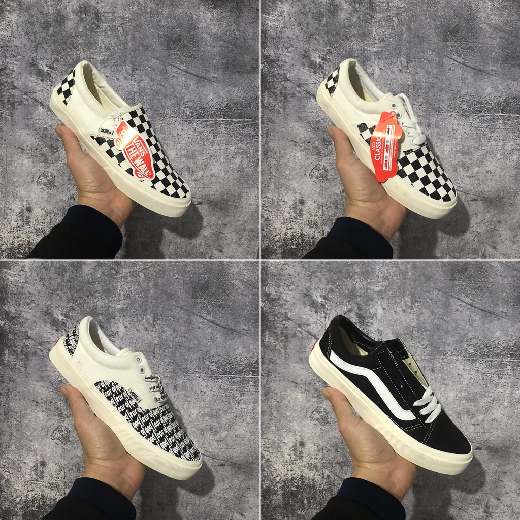 Giày Vans lười caro và Van đen vault chữ buộc dây Hot trend thể thao sneaker nam nữ