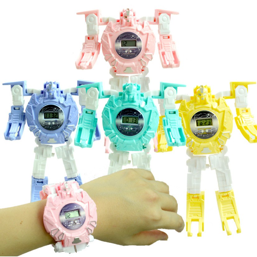 (Giao Hoả Tốc) Đồ chơi đồng hồ biến hình siêu nhân robot trẻ em cho bé có đèn - Robot biến hình