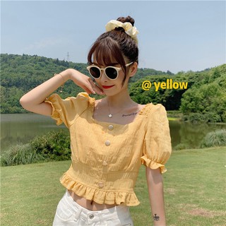 [SẴN] Áo croptop kiểu sơ mi nữ ngắn tay Ulzzang Quảng Châu ASC73