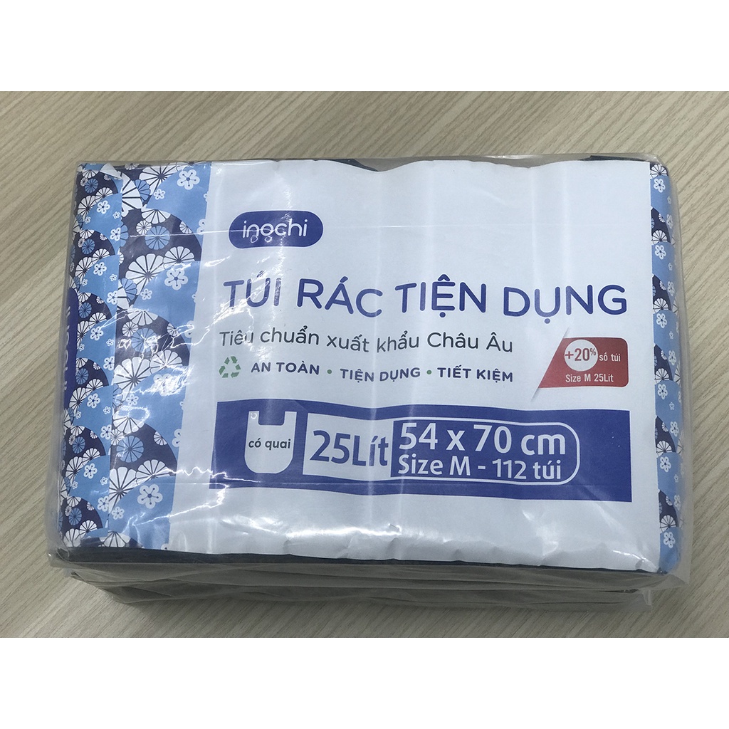 Combo 4 cuộn túi rác màu có quai xách tiện dụng INOCHI SOJI size 10,25,50 lít lên đến 35 túi/cuộn (nhiều tùy chọn)