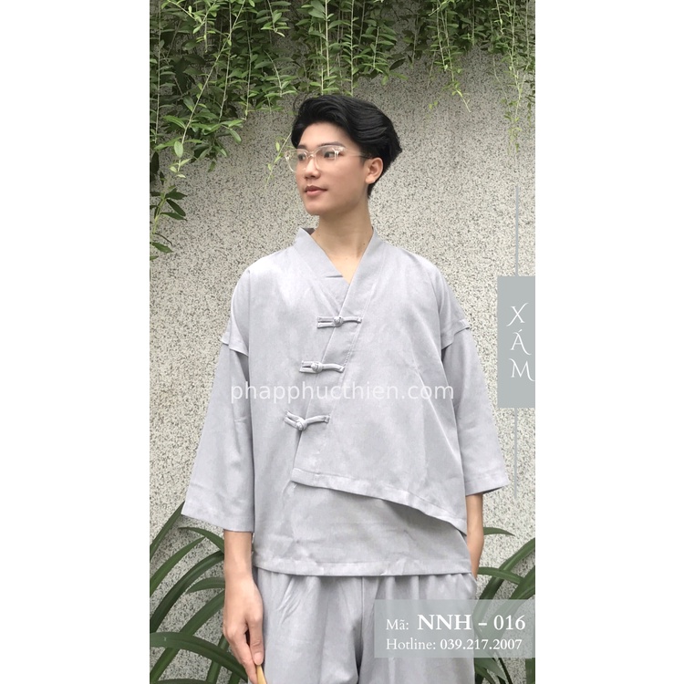 Đồ Lam Đi Chùa Nam Phong Cách, Nhật Nam 3 Nút, Màu "Xám Khói"