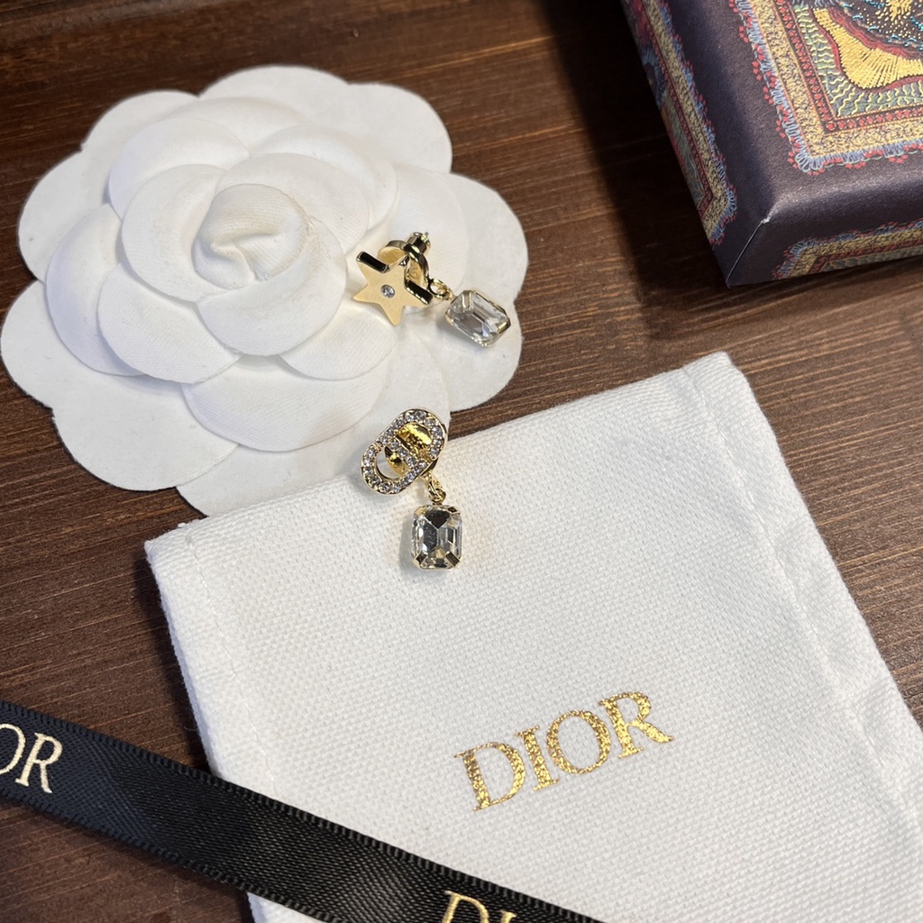 Bông Tai Dior Hình Vuông Đính Đá Bằng Thép Titan Thời Trang Sang Trọng Cho Nữ