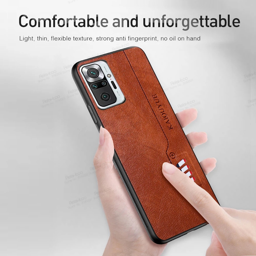 Ốp điện thoại silicon phối da siêu mỏng chống sốc thời trang cho Xiaomi Redmi 10 Redmi10 Redmi Note 10 Pro Note10 10s