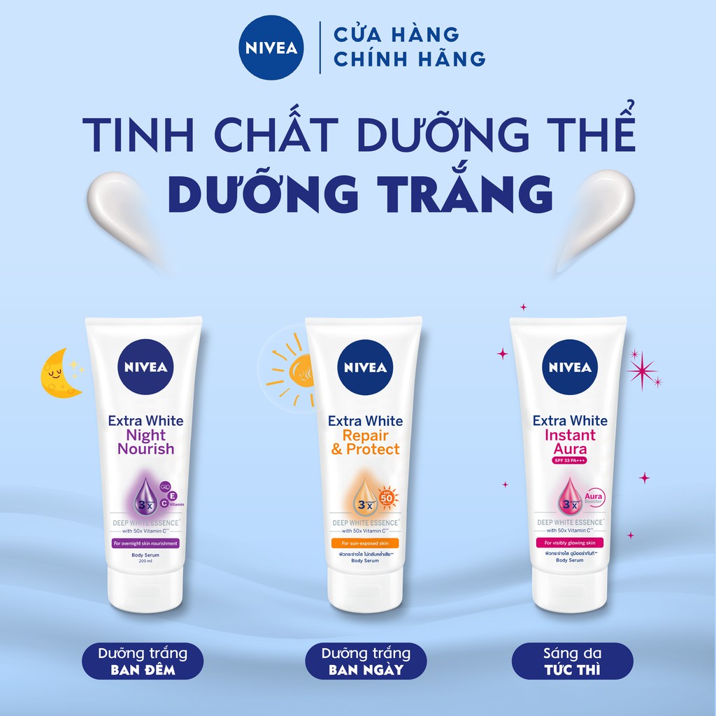 Tinh chất dưỡng thể dưỡng trắng NIVEA ban ngày giúp phục hồi &amp; chống nắng SPF50 (320ml)