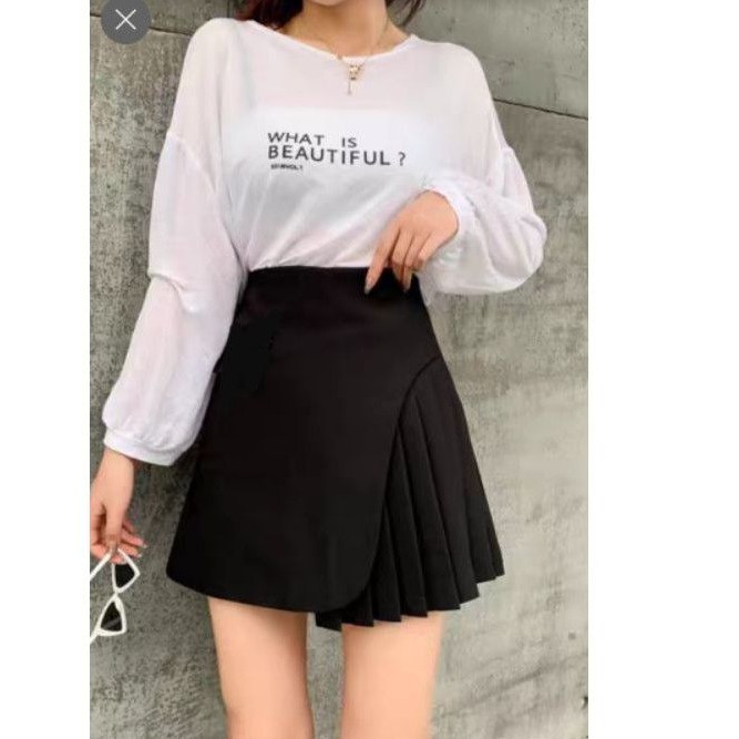 (BIG SIZE) chân váy xếp ly lệch sành điệu trong có quần C092 | BigBuy360 - bigbuy360.vn