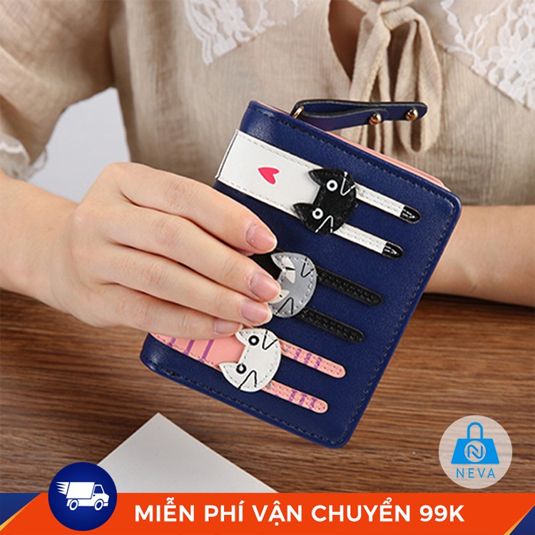 [ Mẫu Hot] Ví Nữ 3 mèo dễ thương xinh xắn dây kéo NEVA8254 | BigBuy360 - bigbuy360.vn