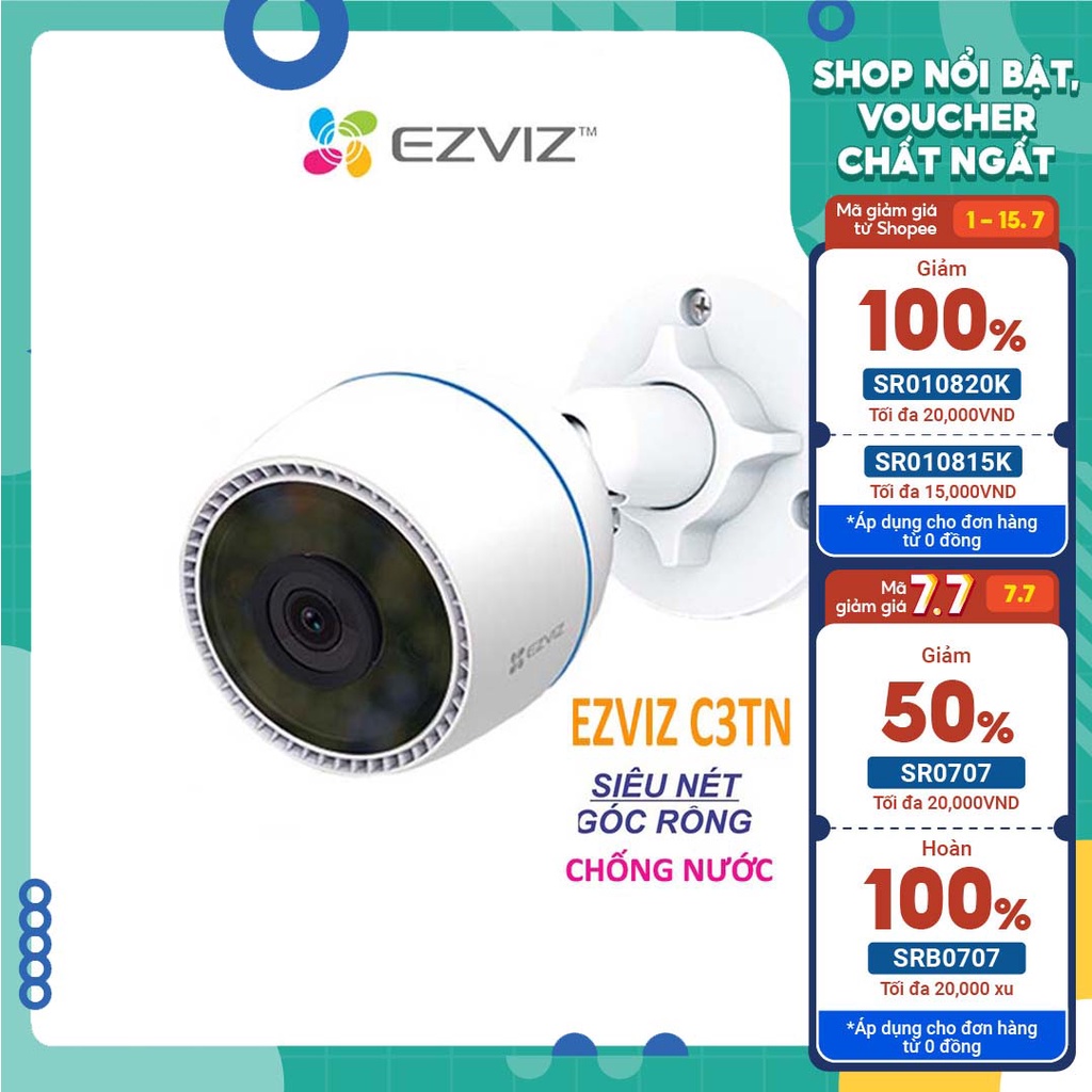 🌈 Camera Wifi Ngoài trời Ezviz C3TN Pro Chính hãng 3M/ Full HD 1080P 🌈 Màu ban đêm + Báo động còi đèn