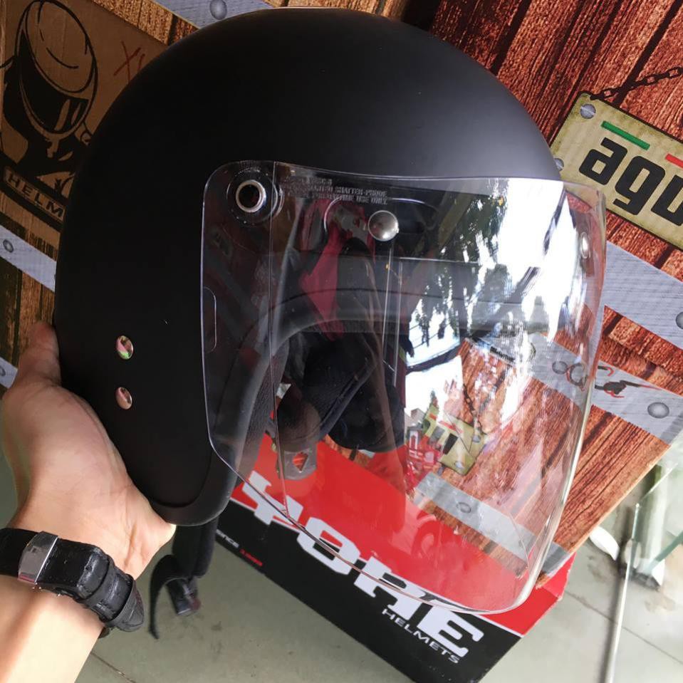 Kính gắn mũ 3/4 trong suốt