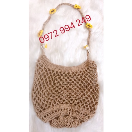 Túi len handmade-Túi lưới hoa Ninh Dương Lan Ngọc