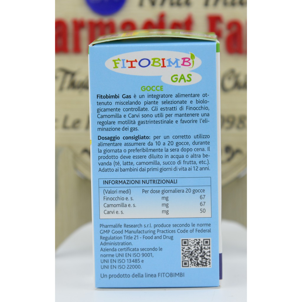 [Italia] - Fitobimbi Gas - Hỗ trợ giảm đầy hơi, nôn trớ, chướng bụng, khó tiêu, rối loạn tiêu hóa - 30ml