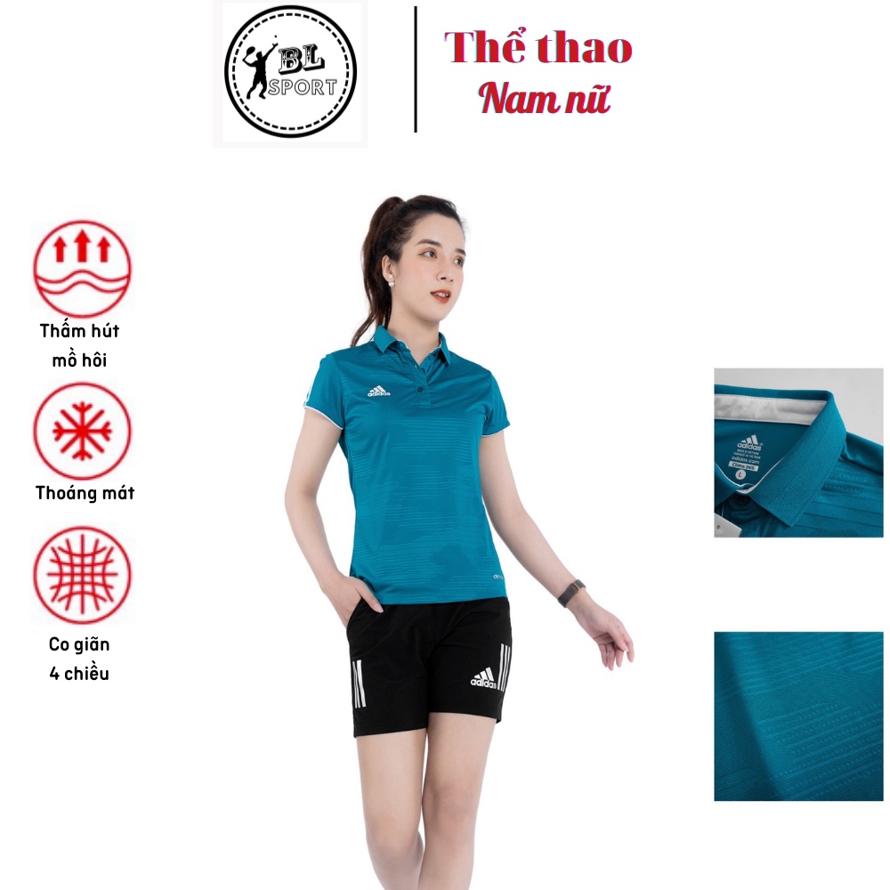 Áo thể thao nữ Adidas thun lạnh ép vân cao cấp, tôn dáng, co giãn 4 chiều, thấm hút mồ hôi, phù hợp cả đi chơi và đi làm