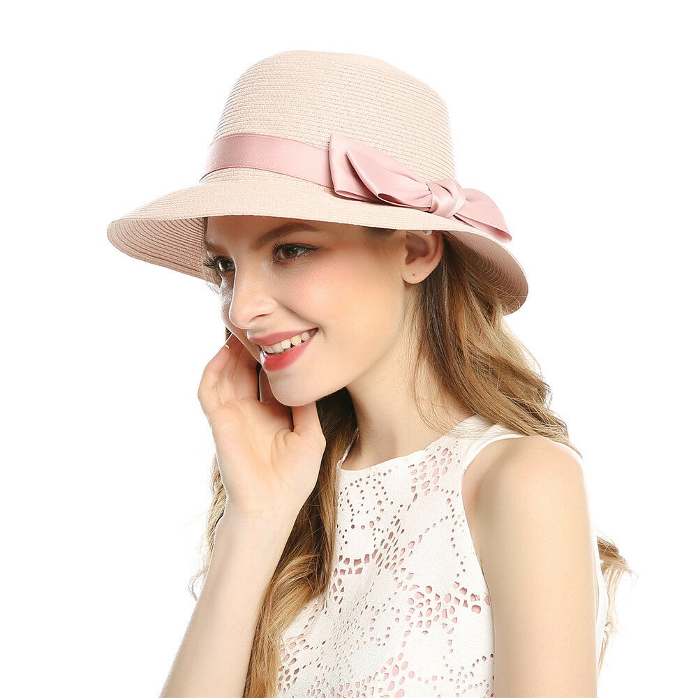 Nón Cối Rộng Vành Phối Nơ Thanh Lịch Cho Nữ