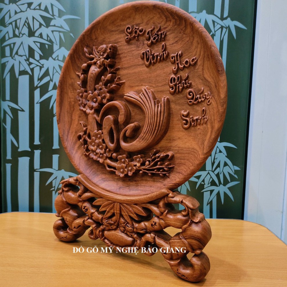 Đĩa trang trí phong thủy chữ LỘC gỗ hương - CHẤT LƯỢNG TUYỆT ĐỐI