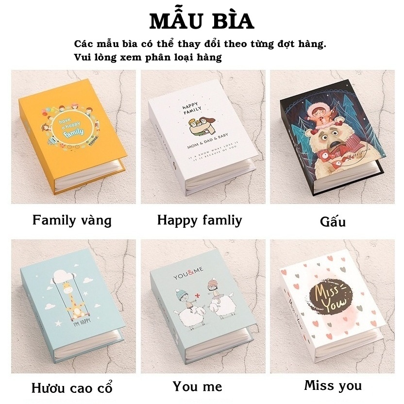 Abum đựng ảnh 6x9 hoặc 8x10 để 200 tấm mini instax, lomo card bìa giấy cứng nhiều mẫu bìa mới cute tại album ảnh AnVy