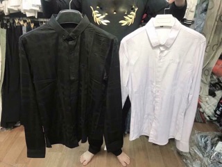 Áo sơ mi BBR vân nổi trắng đen