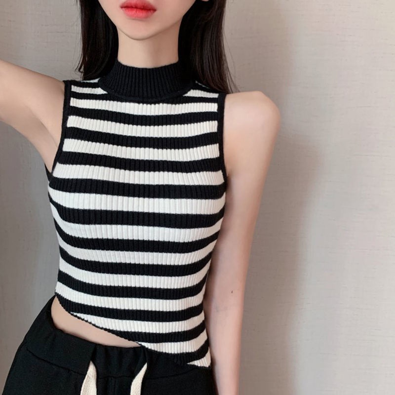 Áo sát nách dệt kim IELGY họa tiết sọc thời trang cho nữ