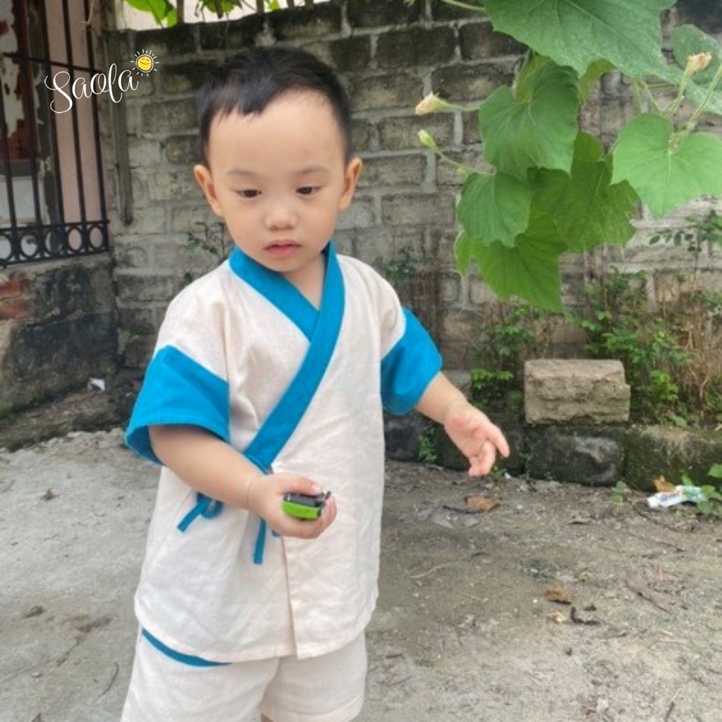 Bộ Áo Quần Linen Thoáng Mát Cho Bé Trai / Bé Gái - JINBEI SET - SEL004 - SAOLA KIDS CLOTHING