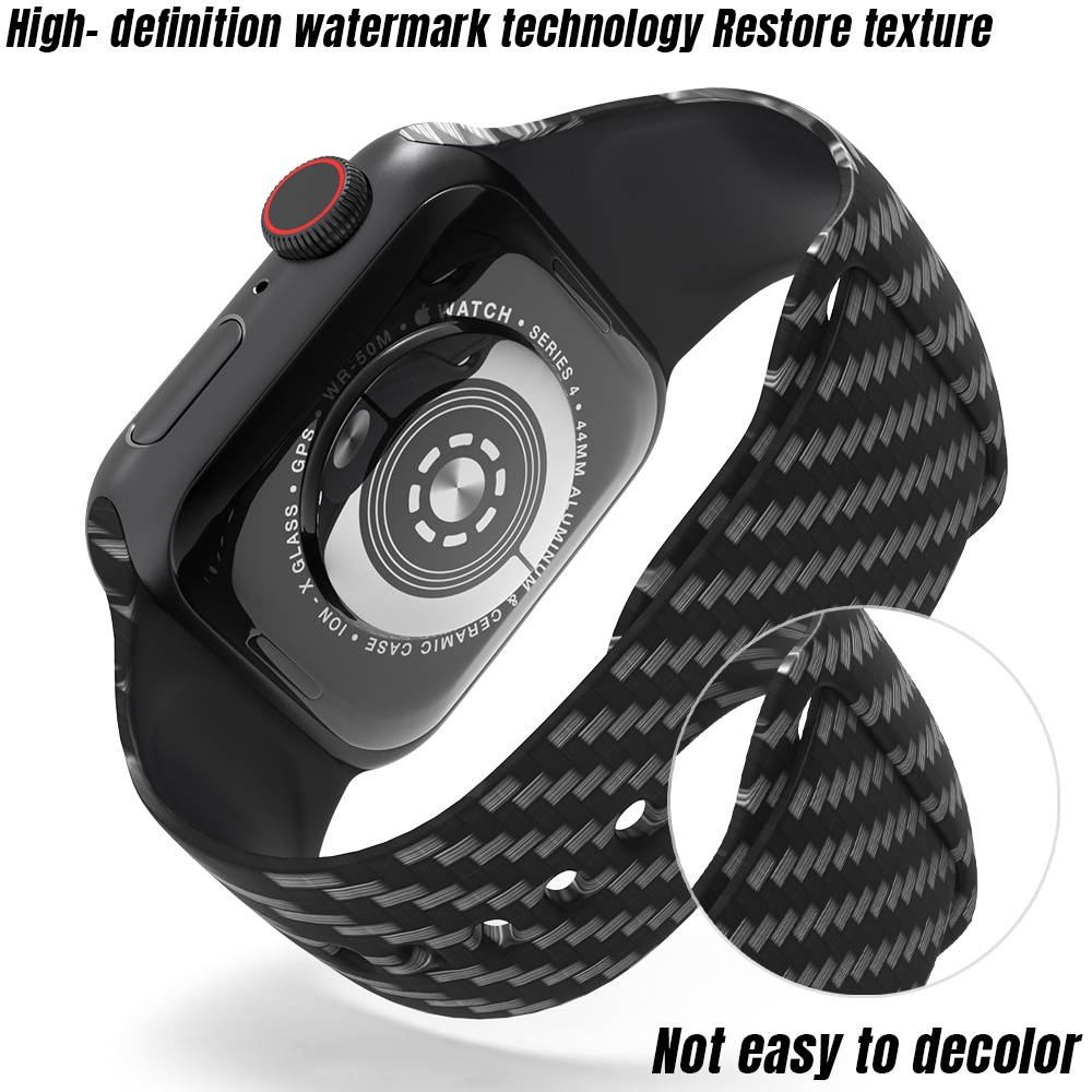 Dây Đeo Đồng Hồ Apple Watch Series 3 5 6 SE 7 / 1 Bằng Sợi Carbon