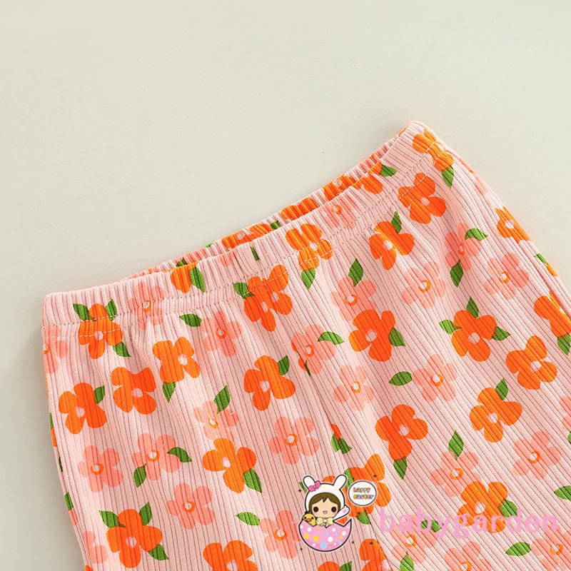 Bộ Áo Hai Dây In Hoa + Quần Ống Loe Co Giãn Dành Cho Bé Gái 6 Tháng Tuổi