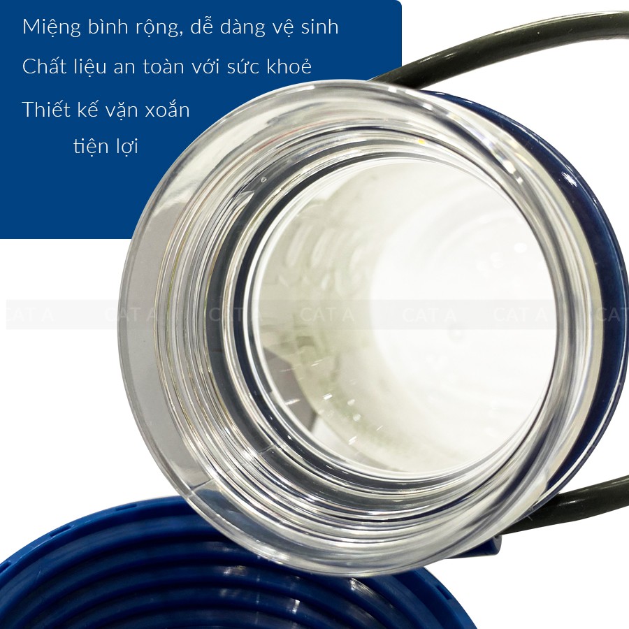 Bình đựng nước, bình nước bằng Nhựa BPA FREE MIGO Cao cấp - 1519 - An toàn, trong suốt, có rây lọc, quai xách