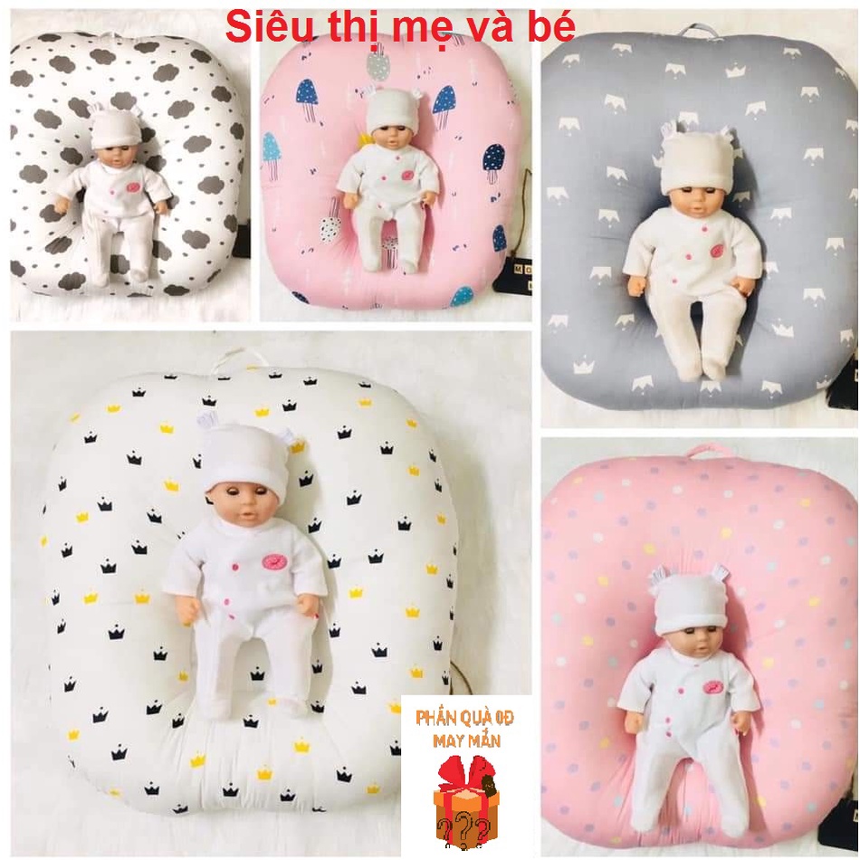 Gối chống trào ngược cao cấp Vuông Tròn cotton Hàn chần bông, chống nôn trớ an toàn cho bé