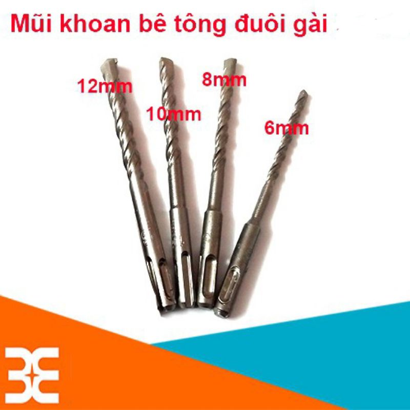 Mũi khoan bê tông  đuôi gài đa năng, mũi khoan gạch ,khoan tường vv..  Đường kính 6,8,10,12mm Hãng nurit loại tốt