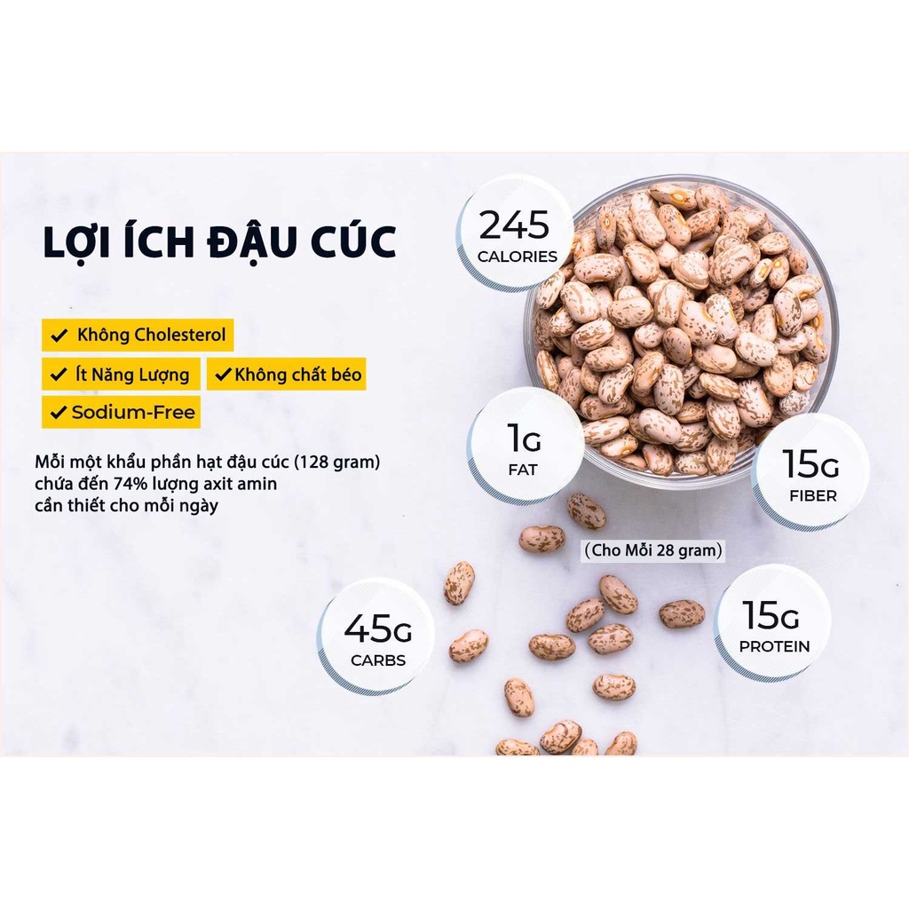Đậu Cúc Hữu Cơ Mỹ 500G *FREESHIP* Đậu Cúc Pinto Peas Hỗ Trợ Giảm Cân Giữ Dáng Đẹp Da