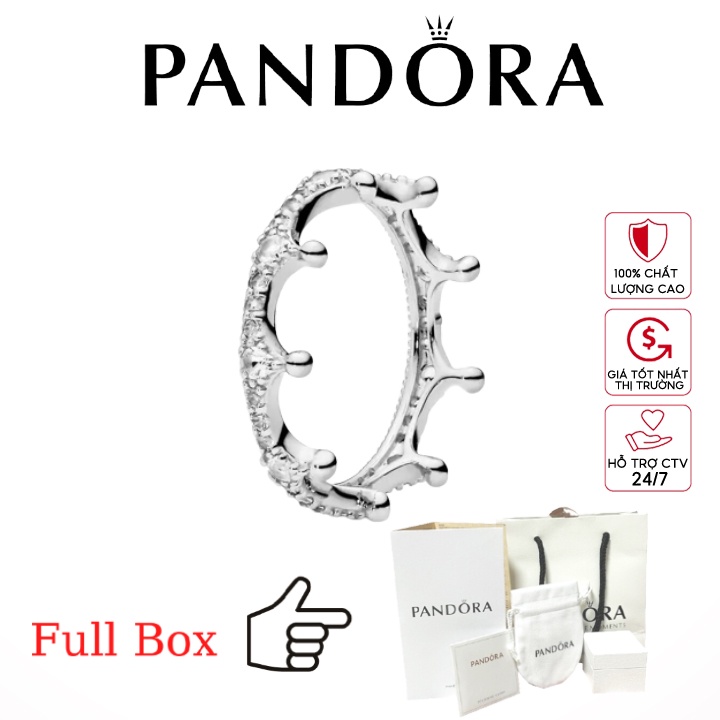 Nhẫn Pandora Clear Sparkling Crown Silver -Nhẫn bạc s925 full box