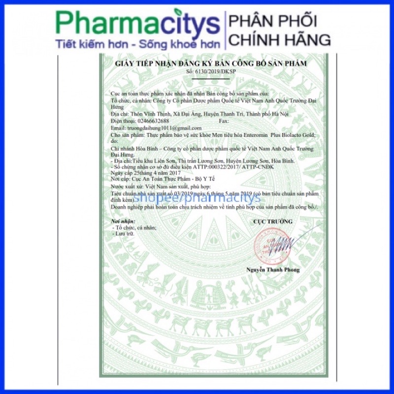 Men + Kẽm Men ống vi sinh ENTEROMIN PLUS Biolacto Gold ZinC_Hộp 20 ống giúp tiêu hóa tốt cân bằng hệ vi sinh đường ruột