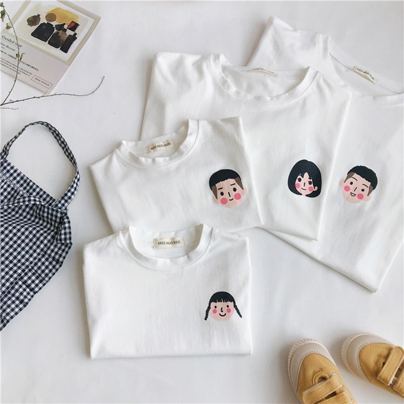 Áo Thun Tay Ngắn Chất Cotton Hoạ Tiết Hoạt Hình Cho Gia Đình