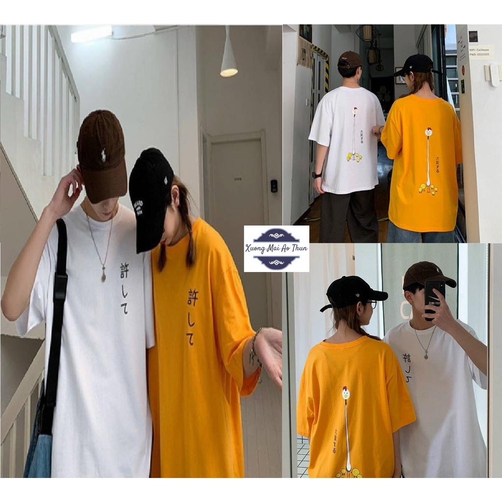 Áo phông form rộng tay lỡ unisex - Áo thun in chữ kèm hình cute- Sỉ áo thun số lượng lớn