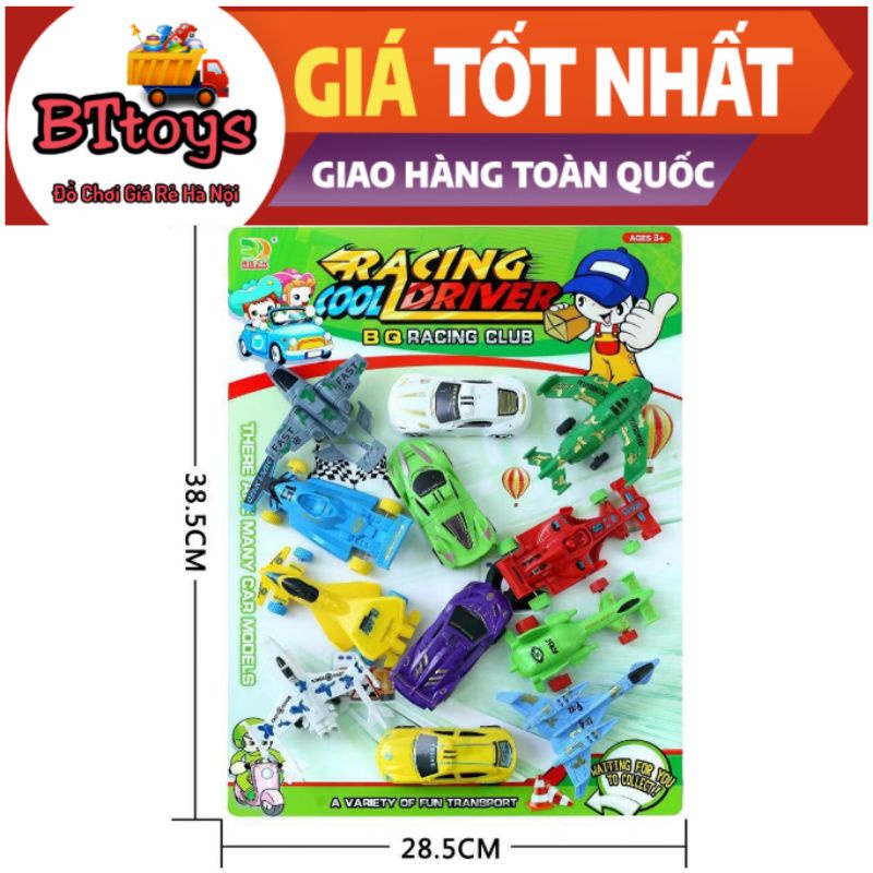 Xe đồ chơi, vỉ 12 xe nhiều màu sắc, mô phỏng các loại xe