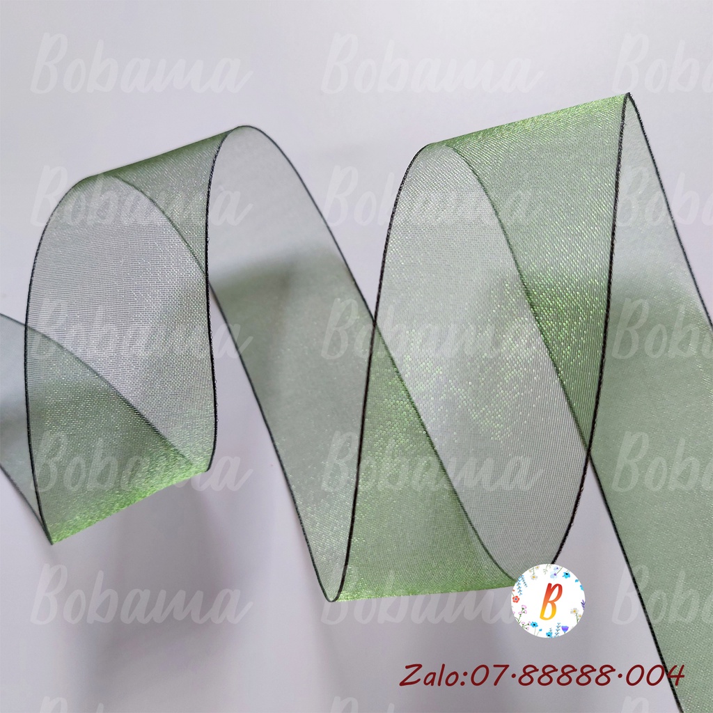 10 mét Ruy băng voan Organza viền đen chất lượng cao