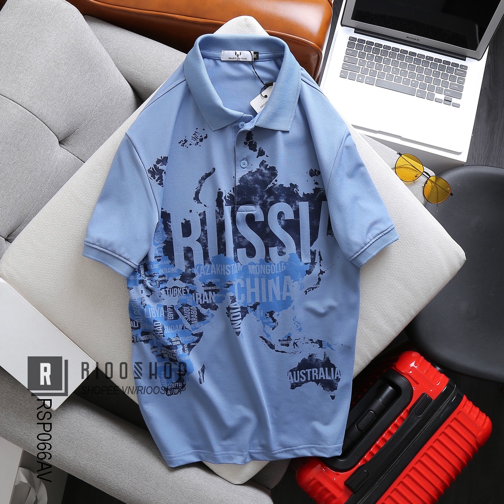 Áo thun nam polo ngắn tay đẹp from rộng họa tiết cực chất RSP066AV - áo phông nam có cổ Riooshop | BigBuy360 - bigbuy360.vn