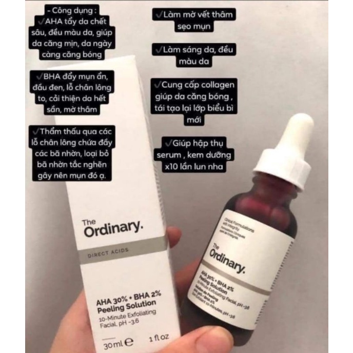 Peel da sinh học The Ordinary AHA 30% + BHA 2%