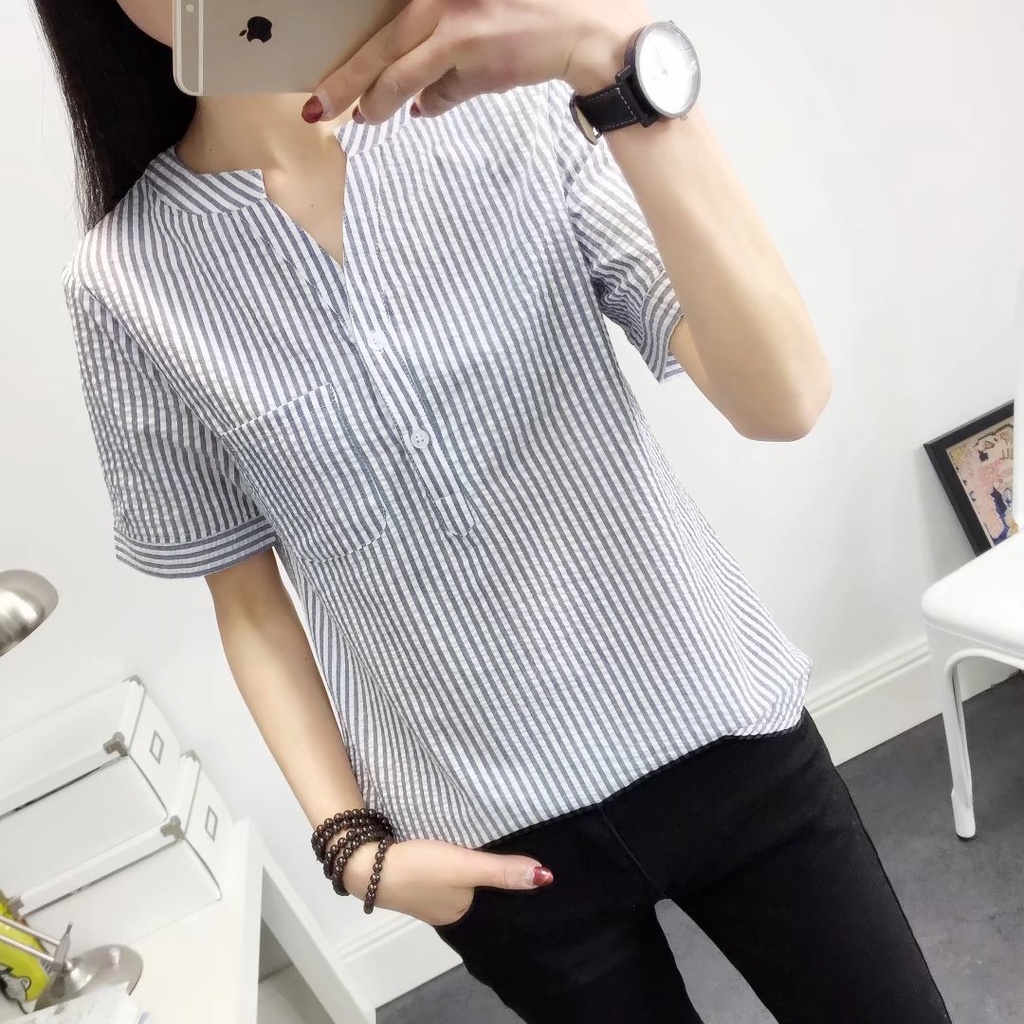 Sơ mi nữ ngắn tay kẻ sọc S51