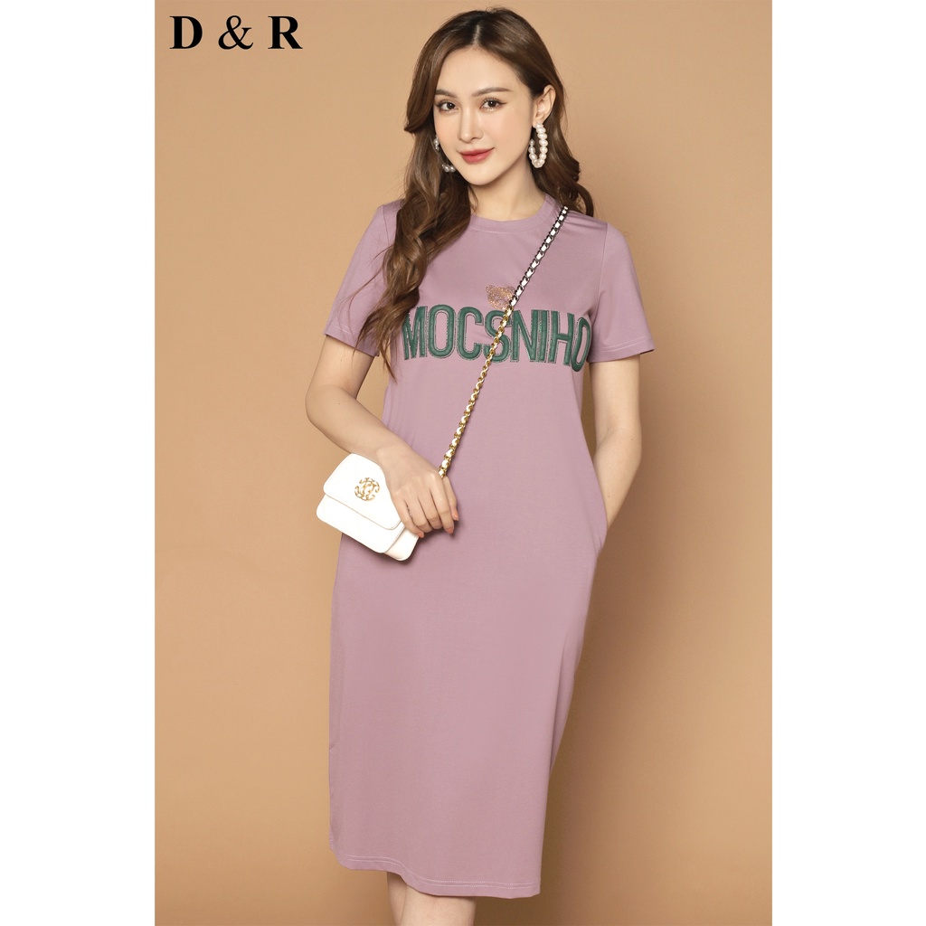 Đầm thun suông bigsize họa tiết đính đá Quảng Châu cao cấp D&R Fashion D147