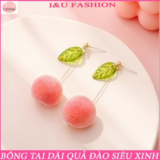 Bông tai khuyên tai nữ dáng dài hình trái đào siêu dễ thương , độc đáo và thời trang KT-88 dài