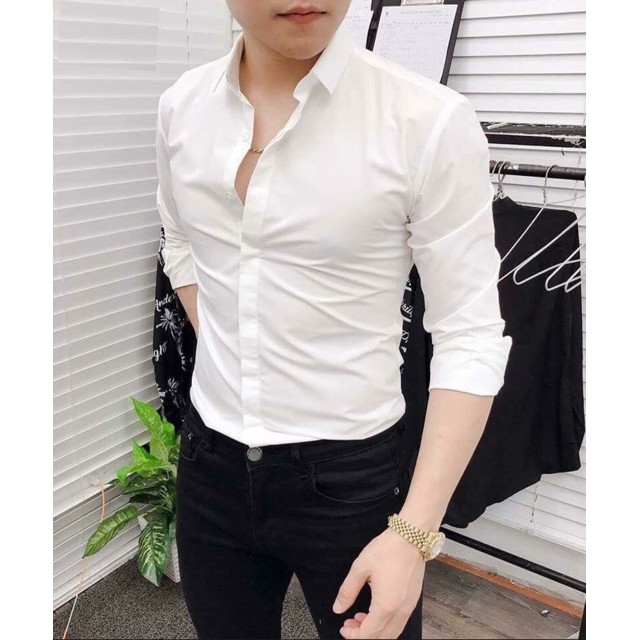 [ Xả Kho 3 Ngày ] Áo sơ mi trắng dài tay hàng cao cấp form slimfit body chất cotton lụa không nhăn hàng loại 1