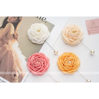 Hoa cài áo - hoa trà cài áo trâm cài - Hoa vải cài áo handmade