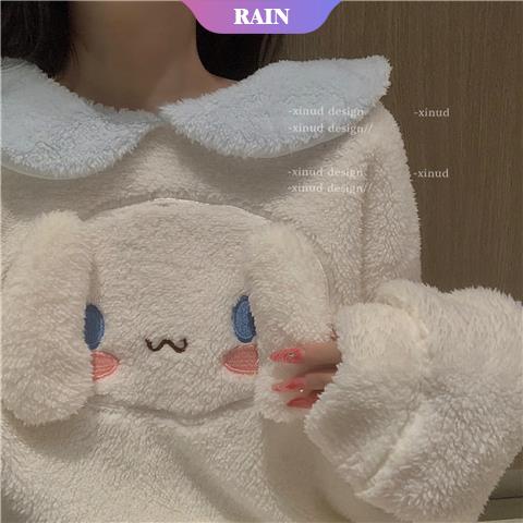 Đầm Ngủ Dáng Chữ A Tay Dài Bằng Vải Flannel Dày Viền Bèo In Họa Tiết Công Chúa Màu Trắng Sữa Dễ Thương Thời Trang Thu Đông Cho Nữ