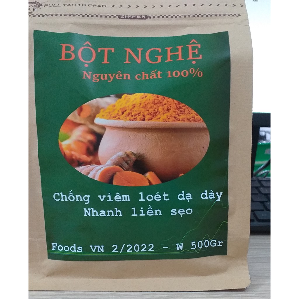 Bột nghệ nguyên chất 100% - Hỗ trợ trị đau dạ dày, chống viêm loét dạ dày, bao tử, nhanh liền sẹo (túi 500gram)