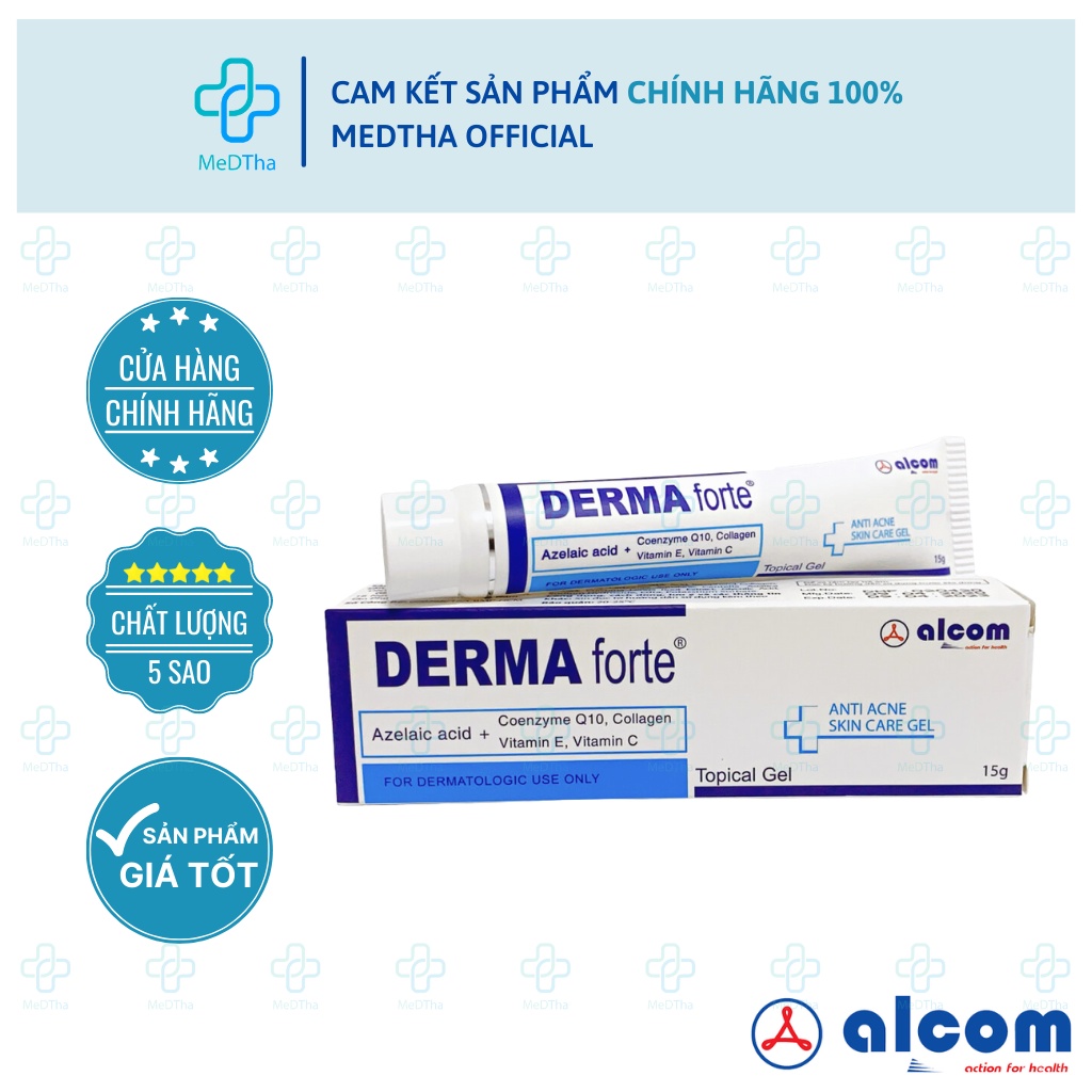 Derma Forte Gel 15g - Hỗ trợ Giảm Mụn Trứng Cá, Mụn Ẩn, Mờ Thâm Mụn, Mờ Sẹo, Dưỡng Da