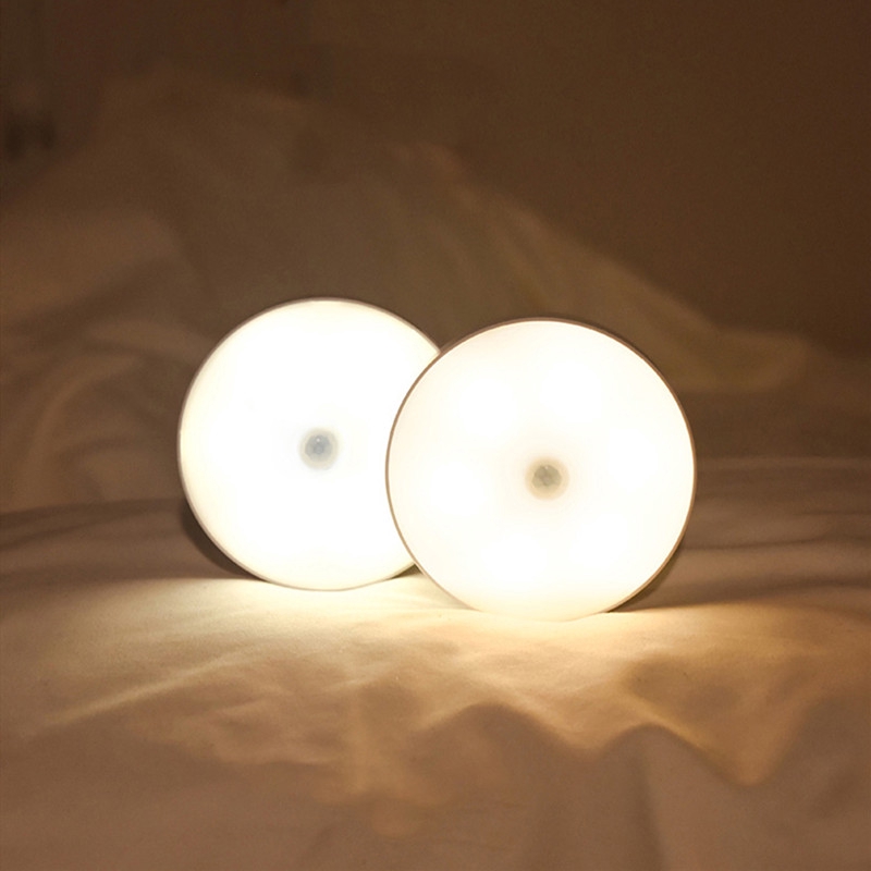 LED Night lights, white shell, white/ warm lighting, Wireless smart touch switch wall lamp, for cabinet stairs corridor night light, Use AAA battery power, 0.6W【YXC】
