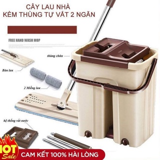 Bộ cây lau nhà ,chổi lau nhà thông minh tự vắt LOẠI TO Tặng Kèm 2 miếng lau siêu sạch