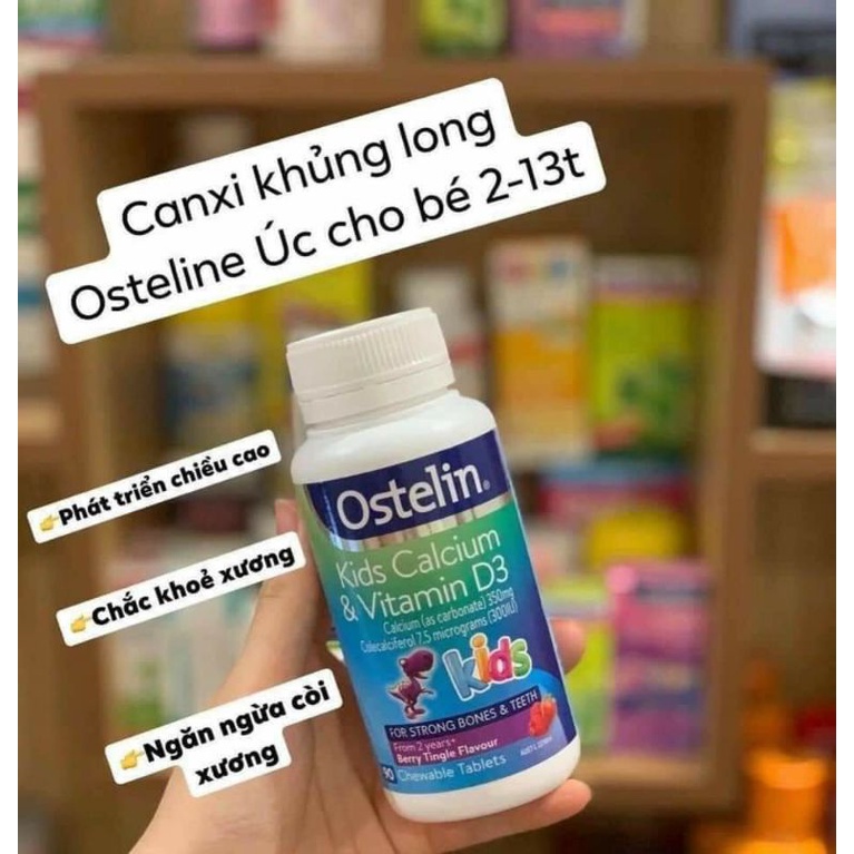 Vitamin D3 và Canxi cho bé [Úc] Ostelin Kids - 90 viên nhai - Cho bé từ 2 tuổi