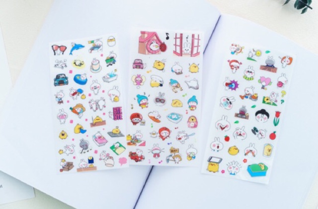 Bộ sticker 6 tấm thỏ dễ thương