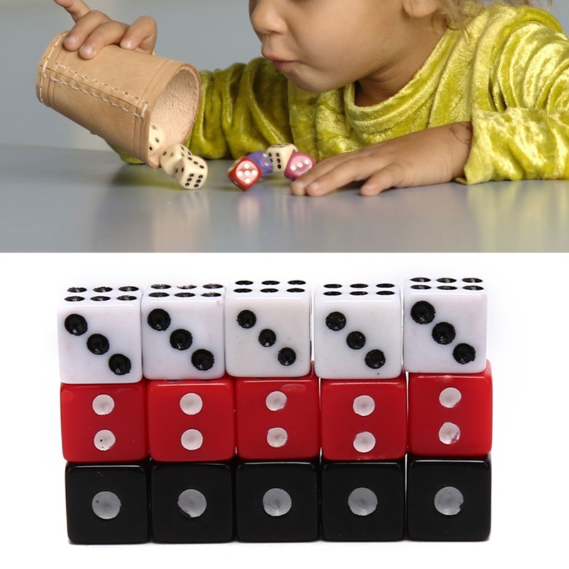 Set 100 xúc xắc nhựa acrylic 8mm màu trắng / đỏ / đen dùng để chơi game